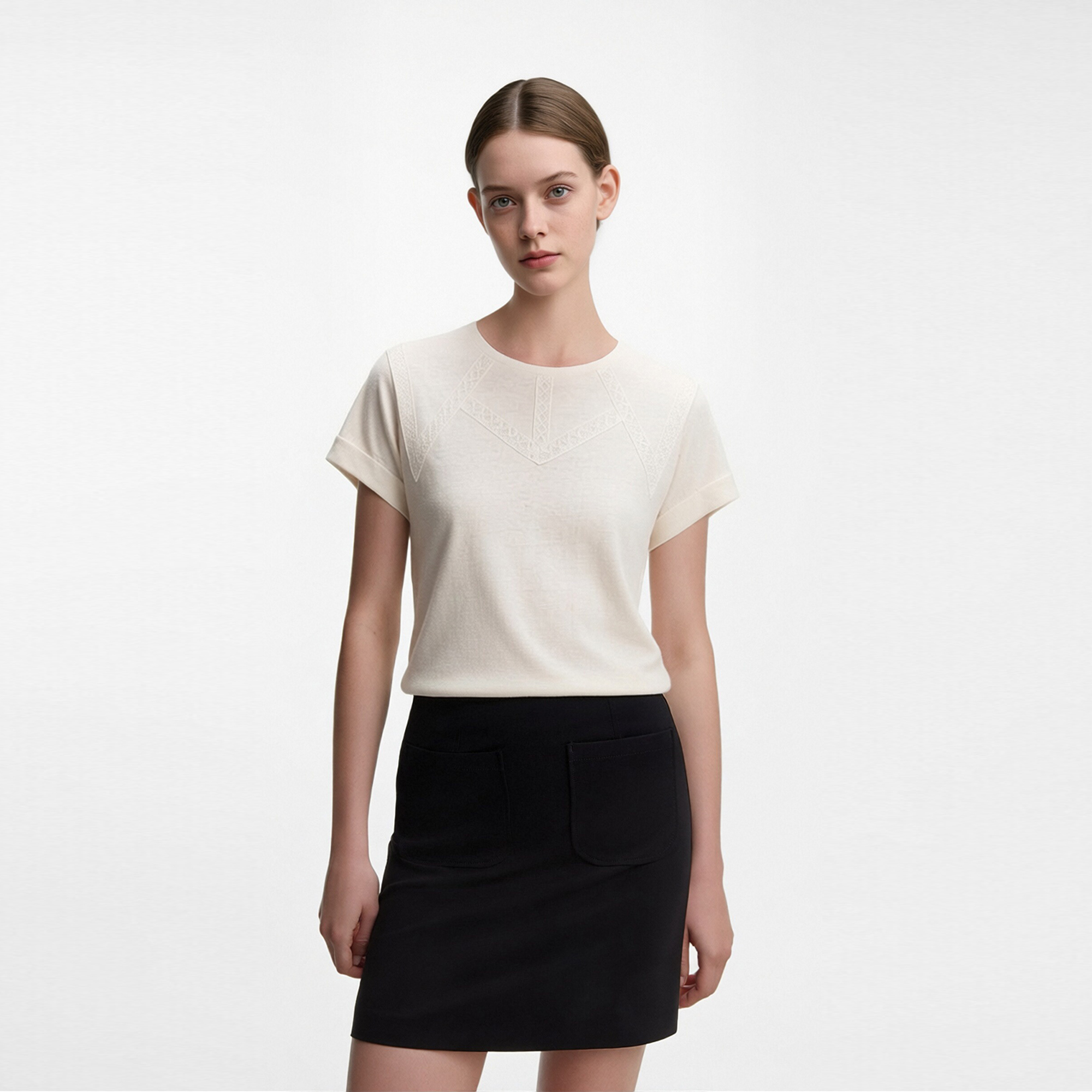 Zhenyang women's linen t-shirts ladies lace clothing knitted jersey 160gsm MW0448