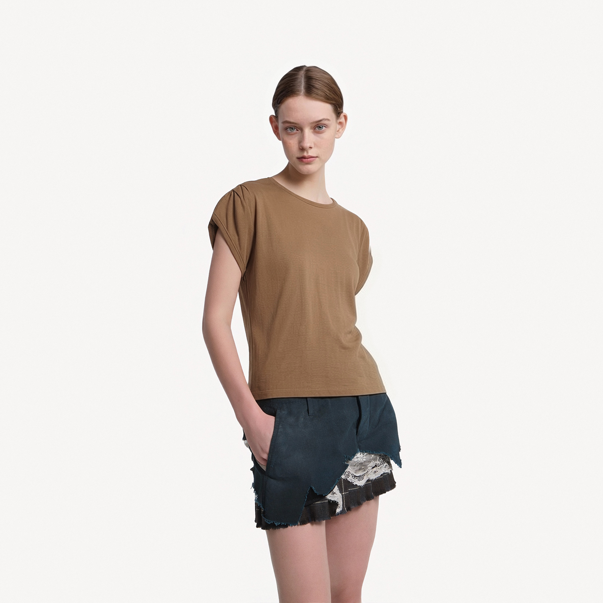 Silk cashmere women T-shirts Ladies clothing knitted jersey 150gsm MW0483