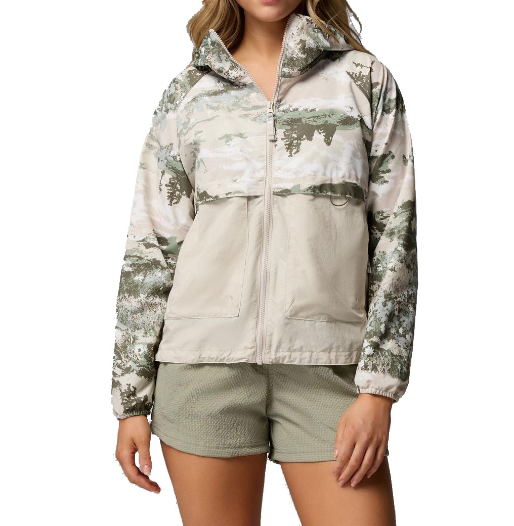 Women's Printed Color Block Outdoor Windbreaker Jacket Windproof Breathable 100% Polyester Fabric
