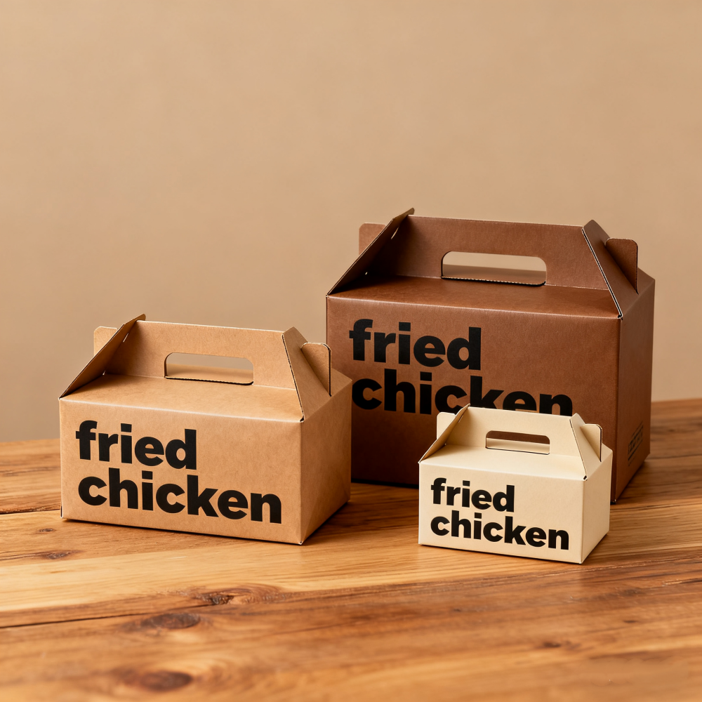 Wholesale Custom logo Food Grade White Cardboard Portable Fried Chicken to Go Paper Packaging Box