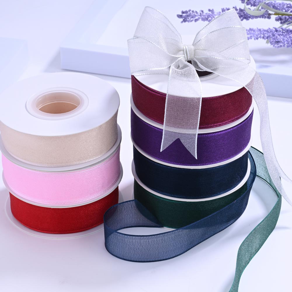 1" Sheer Organza Ribbon / Floral Edge Nylon Ribbon for Gift Wrapping & Bows