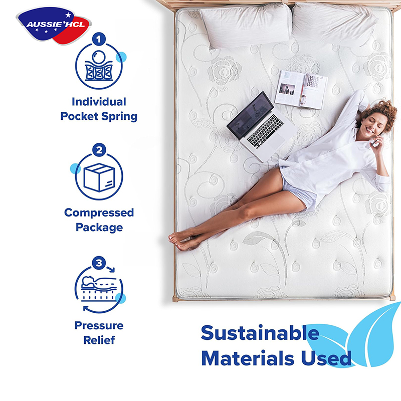 Aussie Hcl Hotel Bedroom King Size Mattress Wholesale Customized Hybrid Spring Memory Foam Mattress