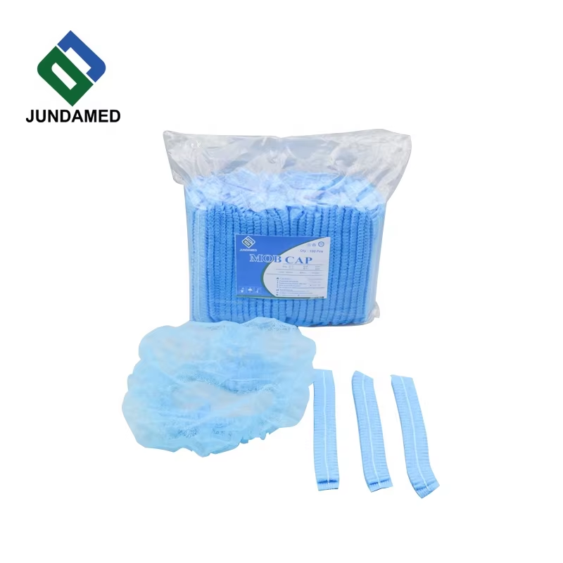 JUNDAMED Non-woven Mob Cap, Breathable & Dustproof, Elastic Disposable Strip Hair Cap