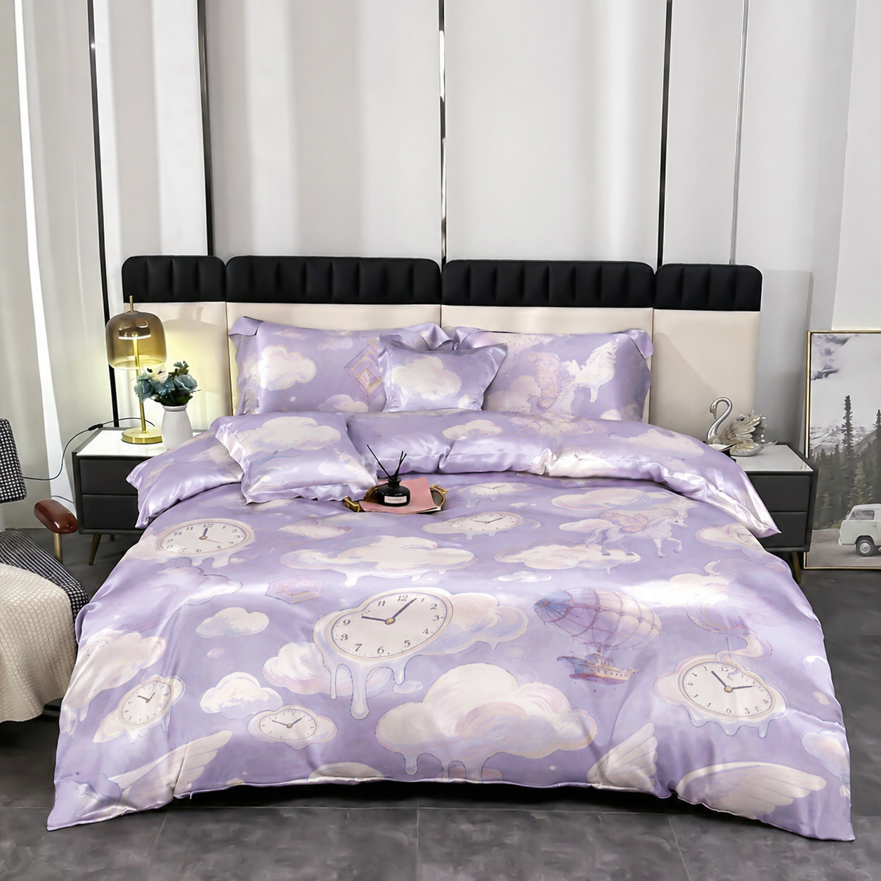 16mm silk fitted sheet duvet silk pillowcase 4pcs bedding set
