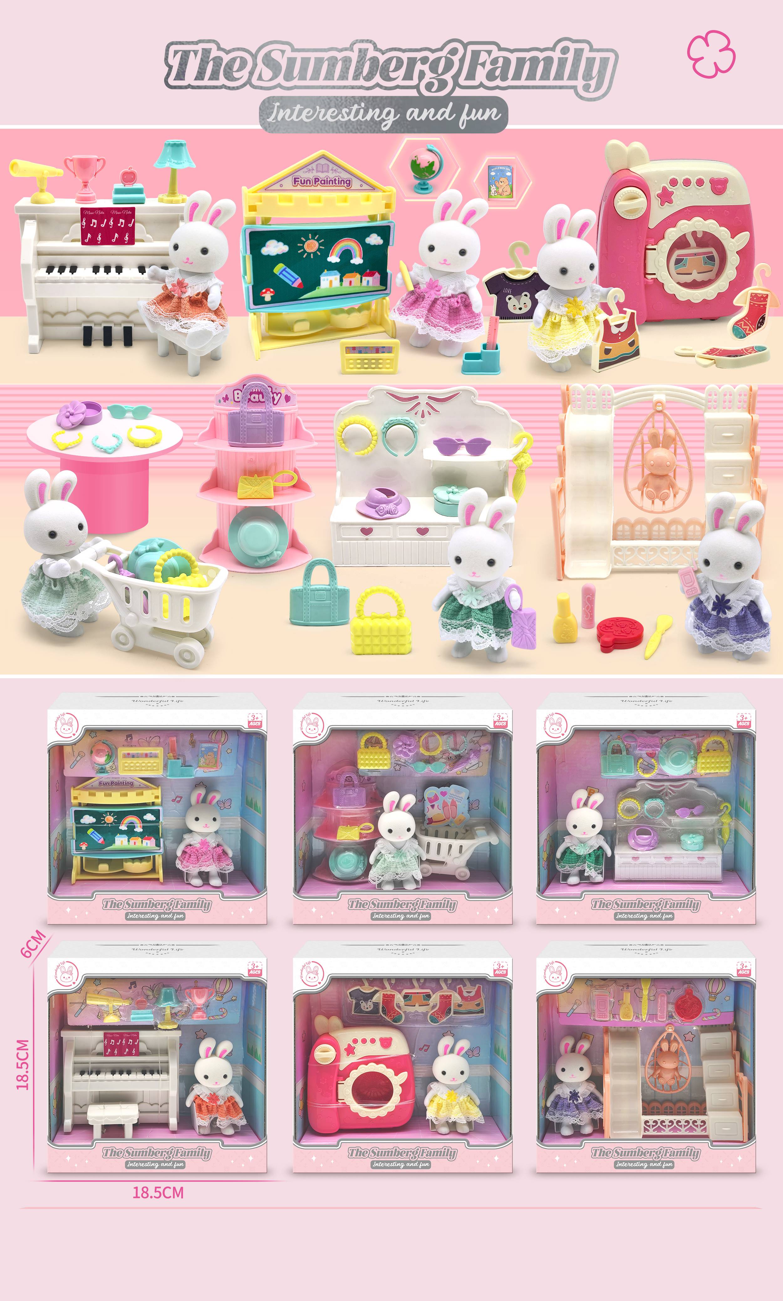 Cute Bunny Play set (6 Styles Mixed)