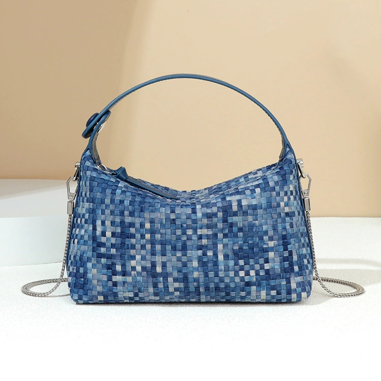 Women's Waterproof Durable Two-Strap Chain Woven Small Crossbody Pillow Handbag 2026 New Summer