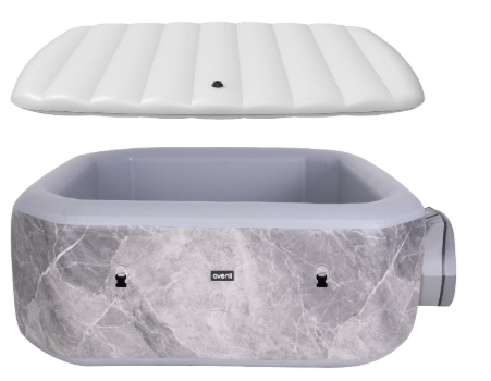 Oslo Drop-Stitch 4 person Square Grey Marble Spa with Classic External Pump