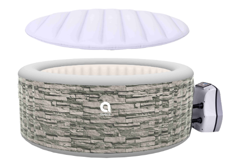 Nice Laminated PVC 6 Person Round Grey Brick Spa With Classic External Pump