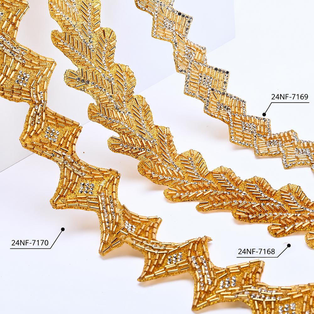 Beaded Rhinestone Hotfix Tape Heavy Work Crystal Trim for Evening Dress Shoes Bags Decoration