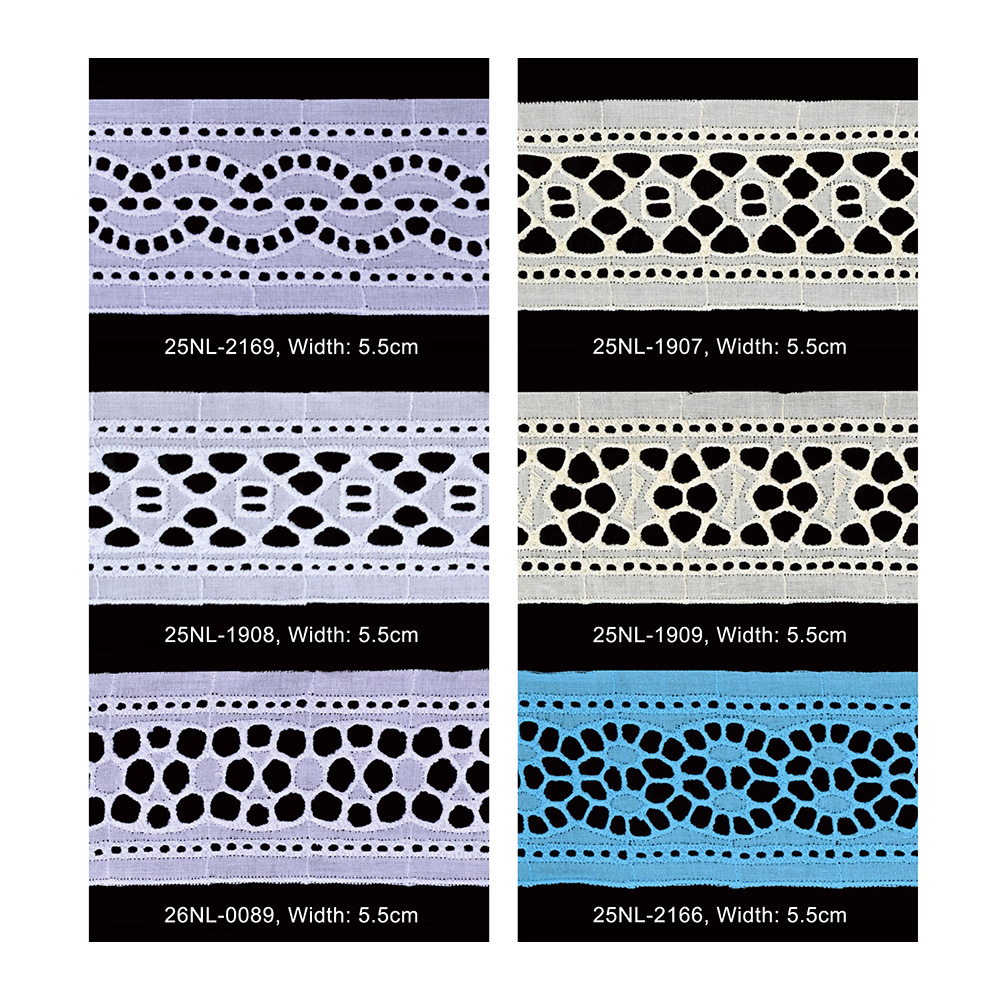 100% Cotton Exquisite Embroidery Lace Trim Eco-friendly Crochet Lace for Garments