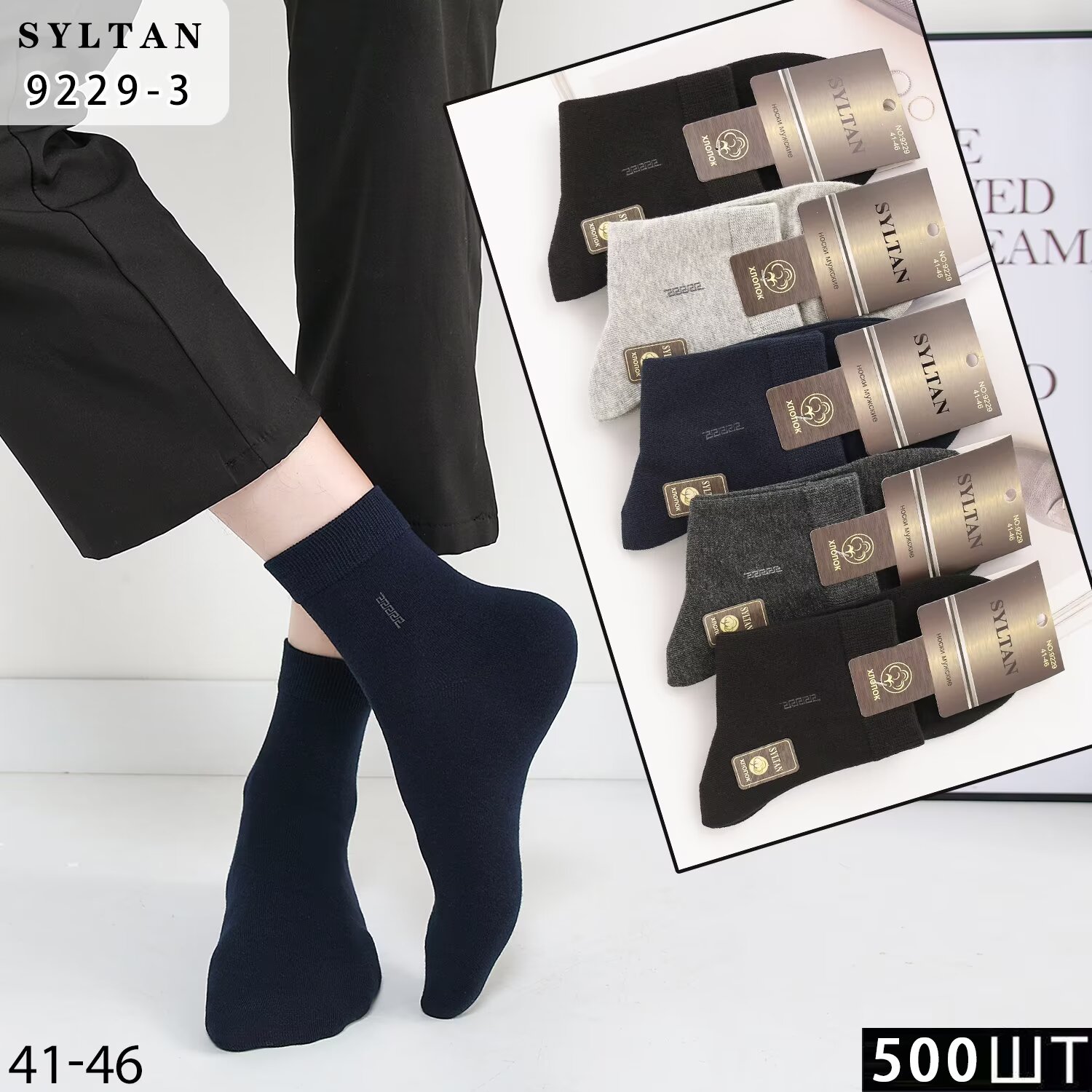 SYLTANAssorted Colors Pure Cotton Men's Socks
