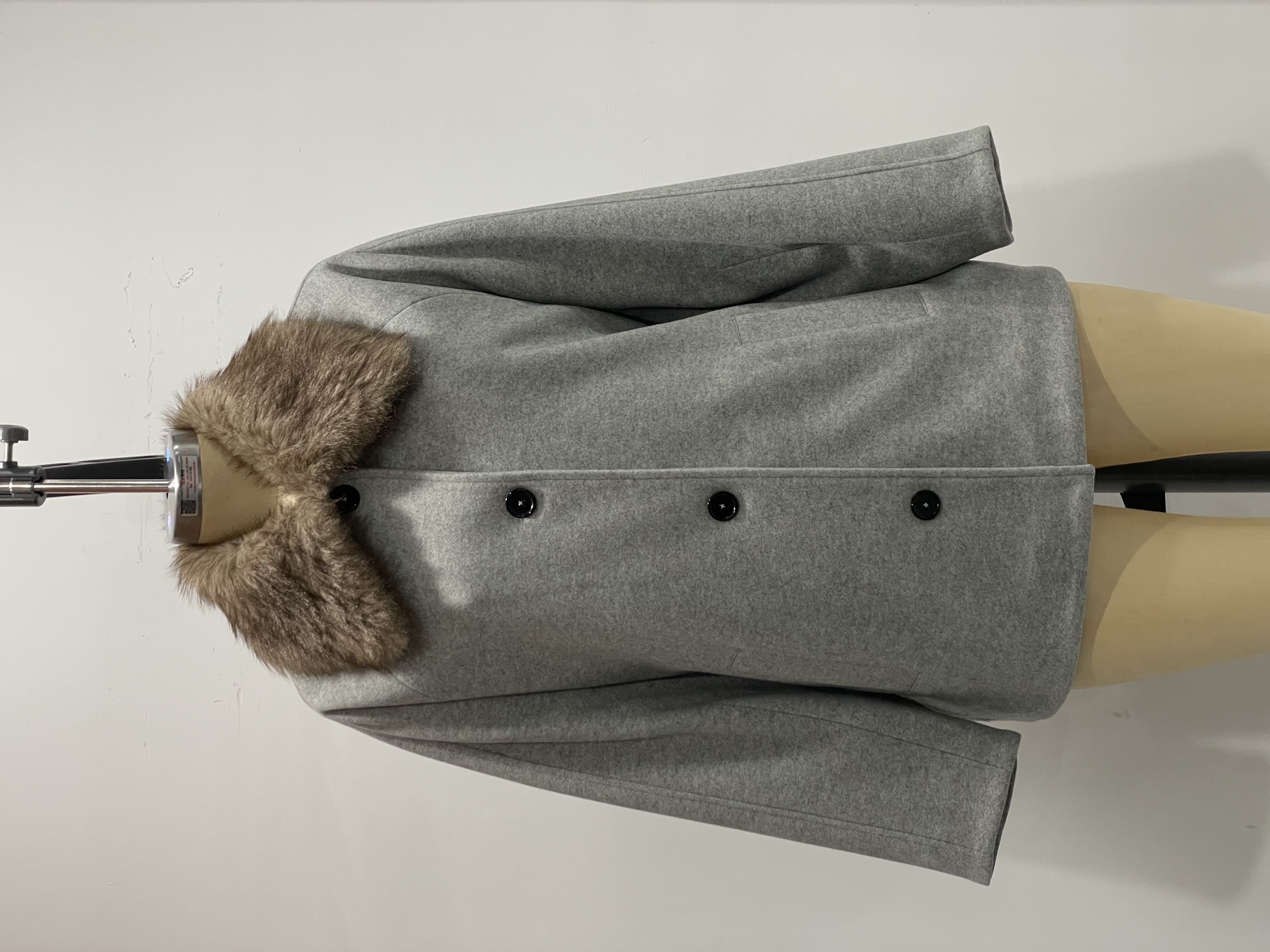 Detachable Faux Fur Collar Wool Blend Jacket