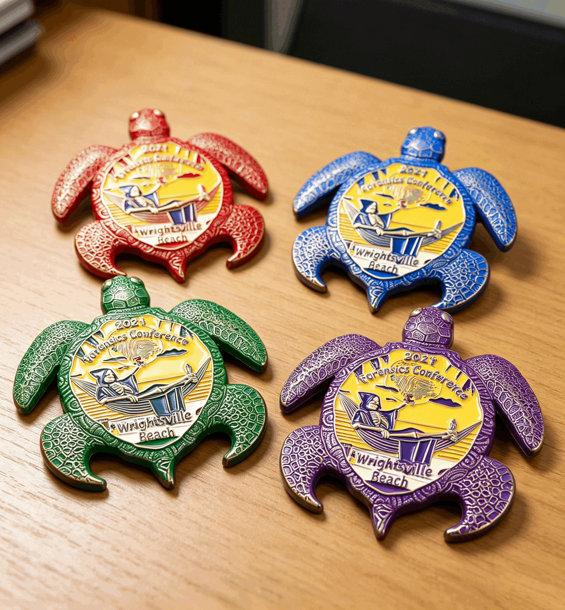 Sea Turtle Shaped Zinc Alloy 3D Enamel Coin