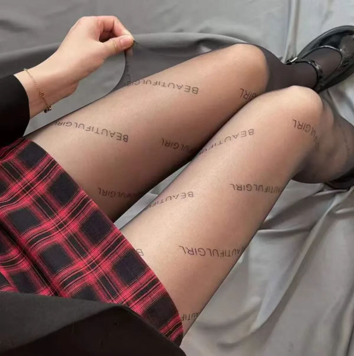 Women's Letters Printed Tights High Elasticity Nylon Women Socks Women Stockings Plus Size One Size