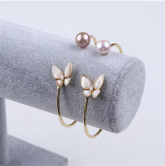 Fashion 10-11mm Edison Round Pearl Butterfly Bracelet