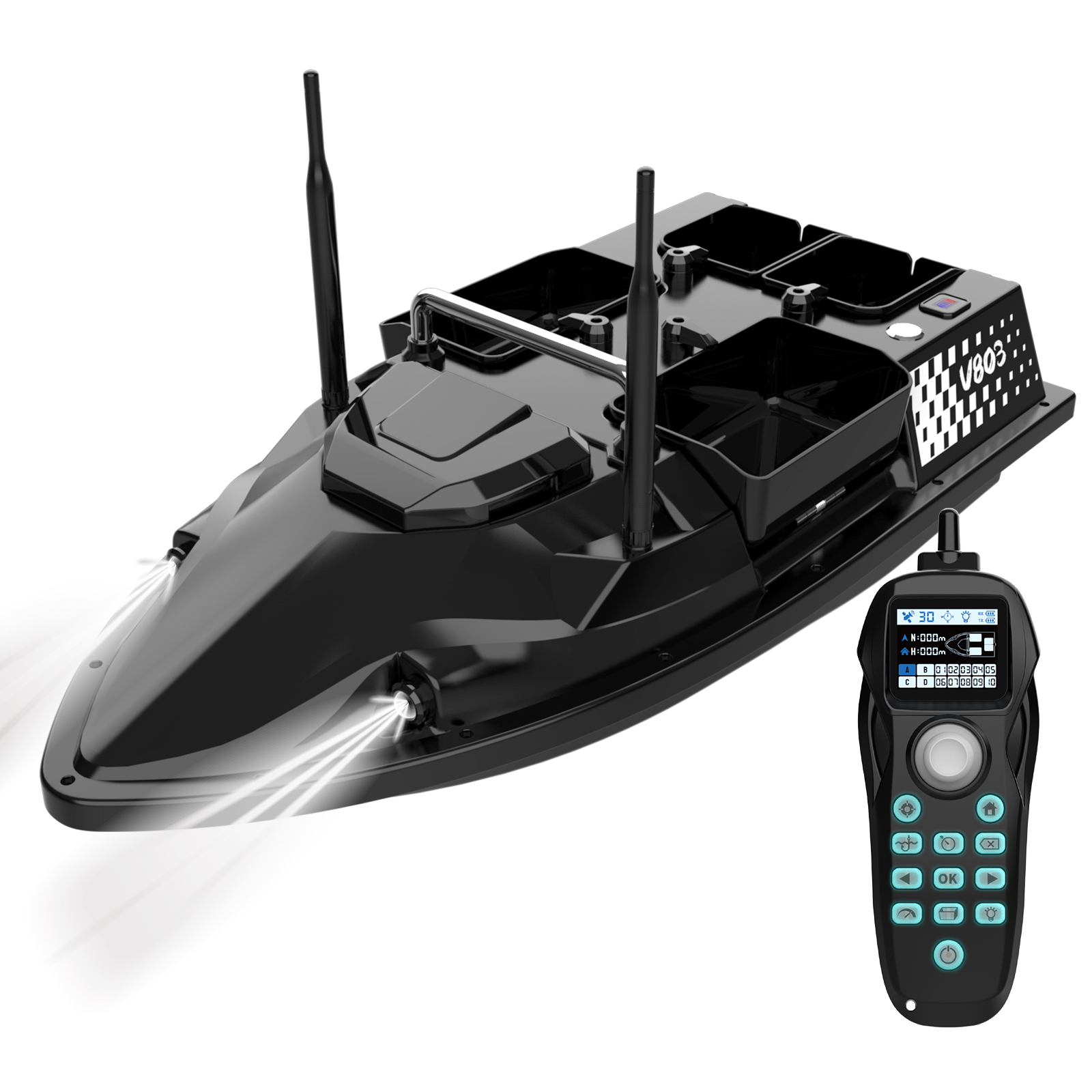 Flytec V803 GPS Smart Positioning Four-Bin Double-Antenna Remote-Controlled Fishing Boat