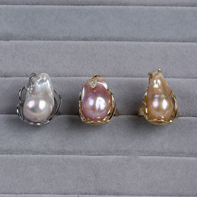 Natural Big Baroque Freshwater Baroque Pearl Ring