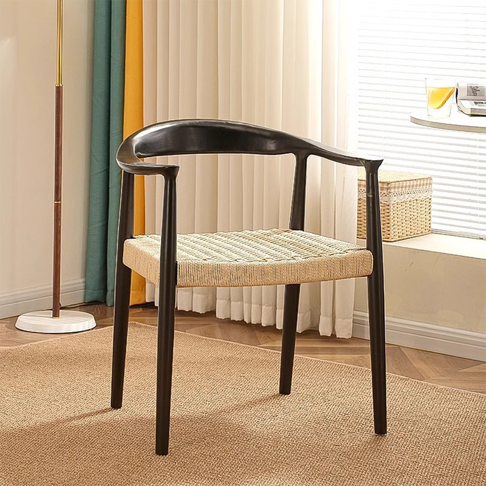 Nordic Stackable Modern Home Use Bedroom Office Dining Room Chair Solid Wood Rattan Dining Chair