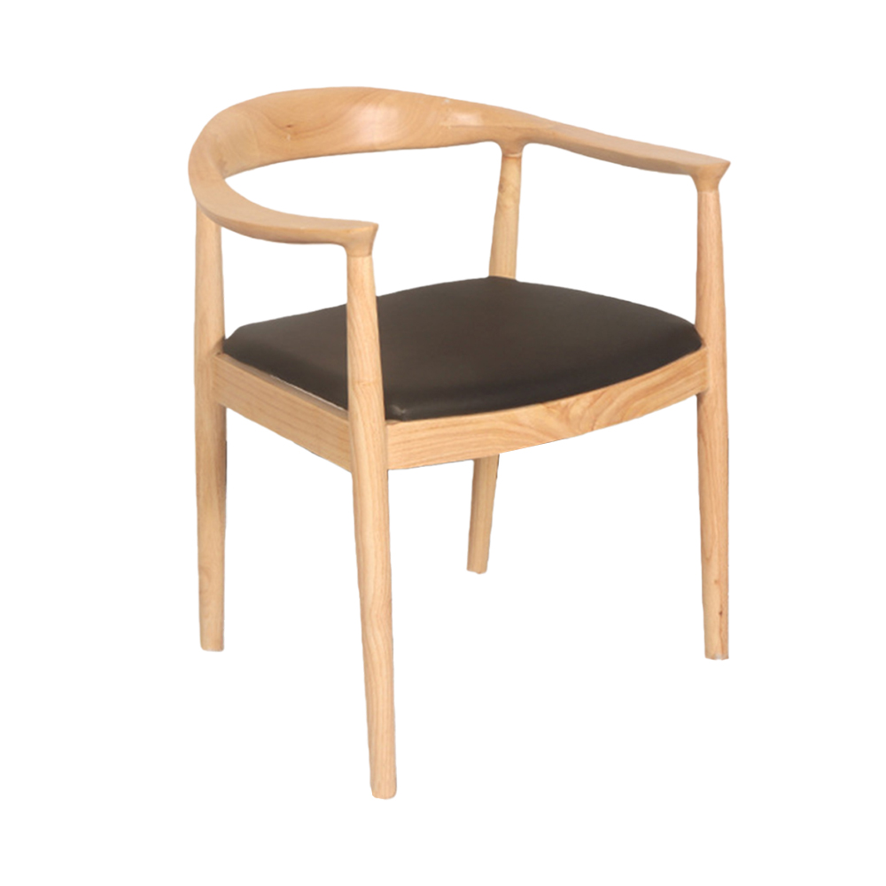 Nordic Luxury Dining Chair With Ash Wood Legs PU Leather Cushion