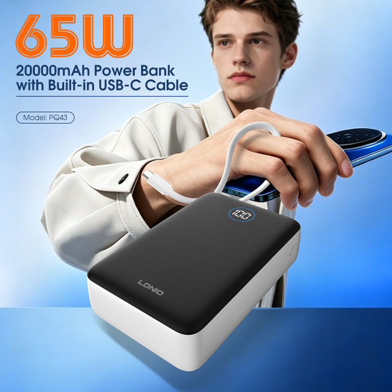 LDNIO PQ43 20000mah Universal Fast Charging Power bank With Type C Cable