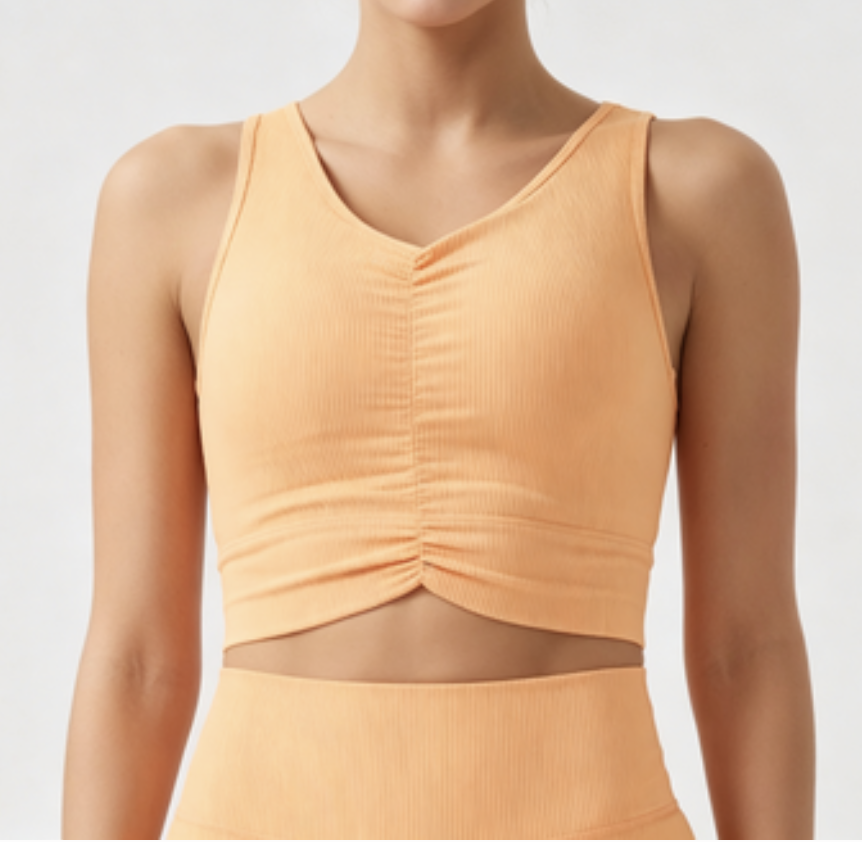 Pleated thread sports bra