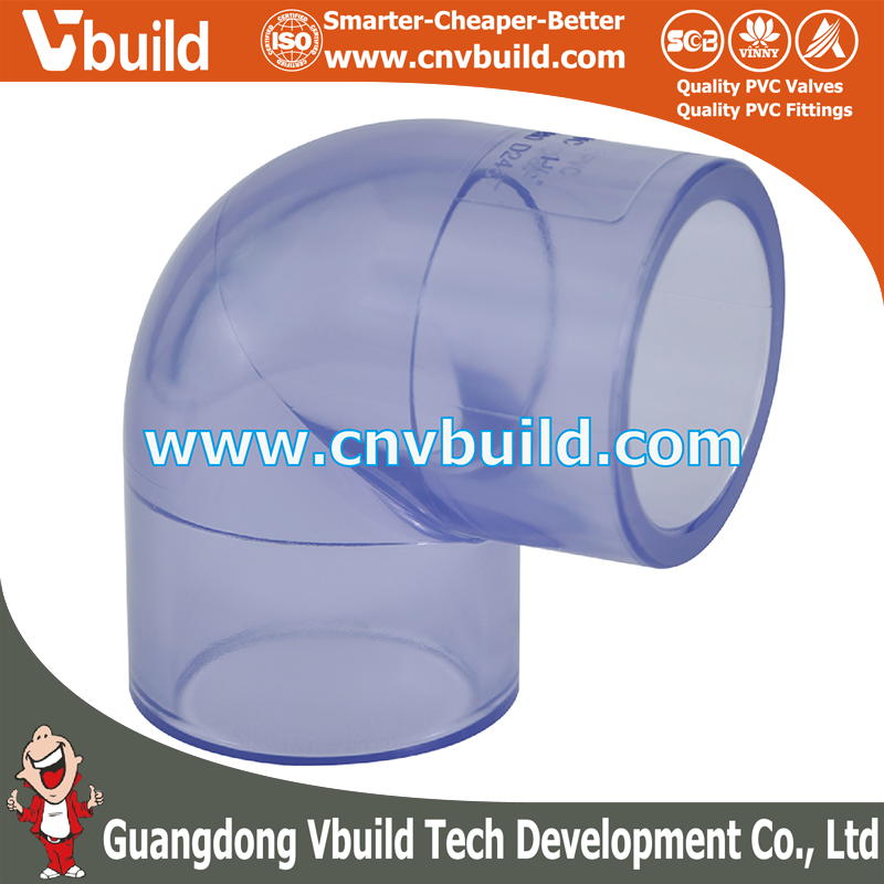 PVC Clear Pipe Fittings Transparent 90 Degree Elbow