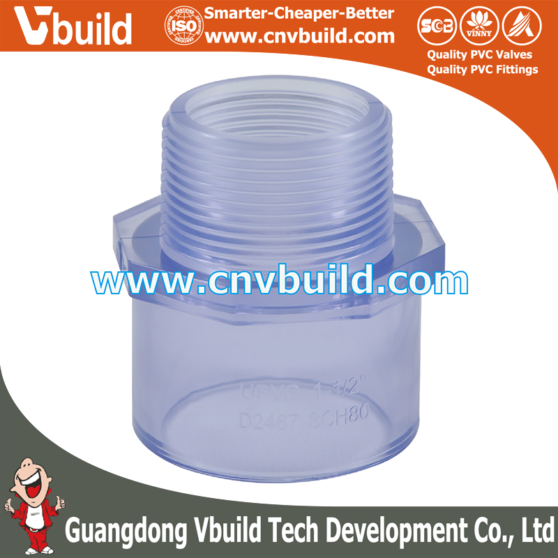 PVC Clear Pipe Fittings Transparent Male Adapter