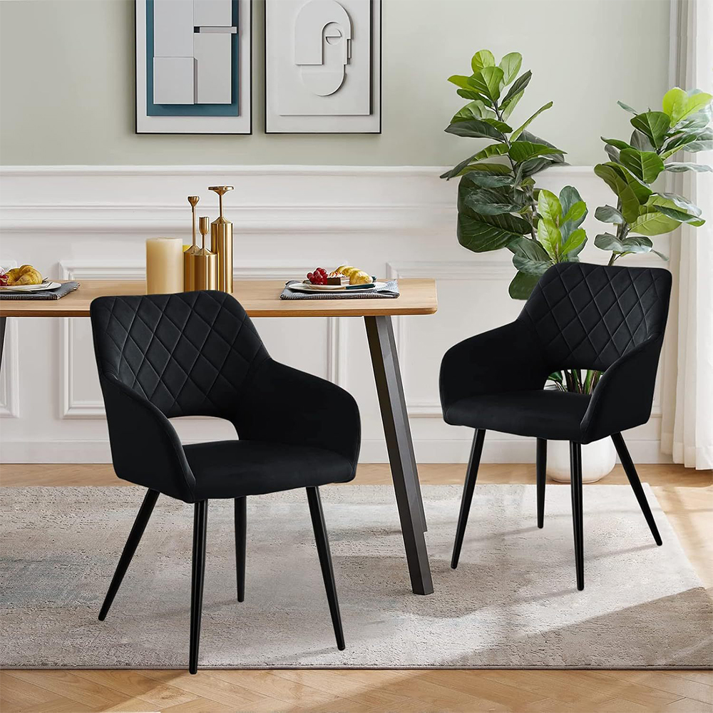 Luxury Modern Ergonomic Metal Legs Dining Chair Velvet Upholstered Comfortable Seating for Home