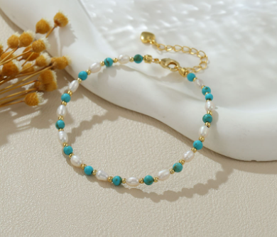 Stone Beads Rice Shape Freshwater Pearl Bracelet Adjustable Wholesale Price