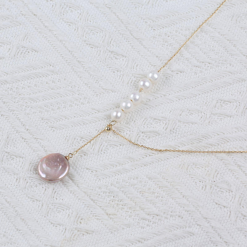 14K Gold Plated Potato Pearl Coin Freshwater Pearl Necklace Jewelry
