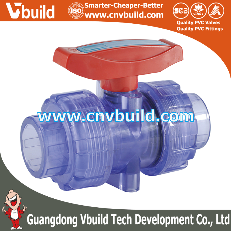 PVC Clear Pipe Fittings Transparent Double Union Ball Valve