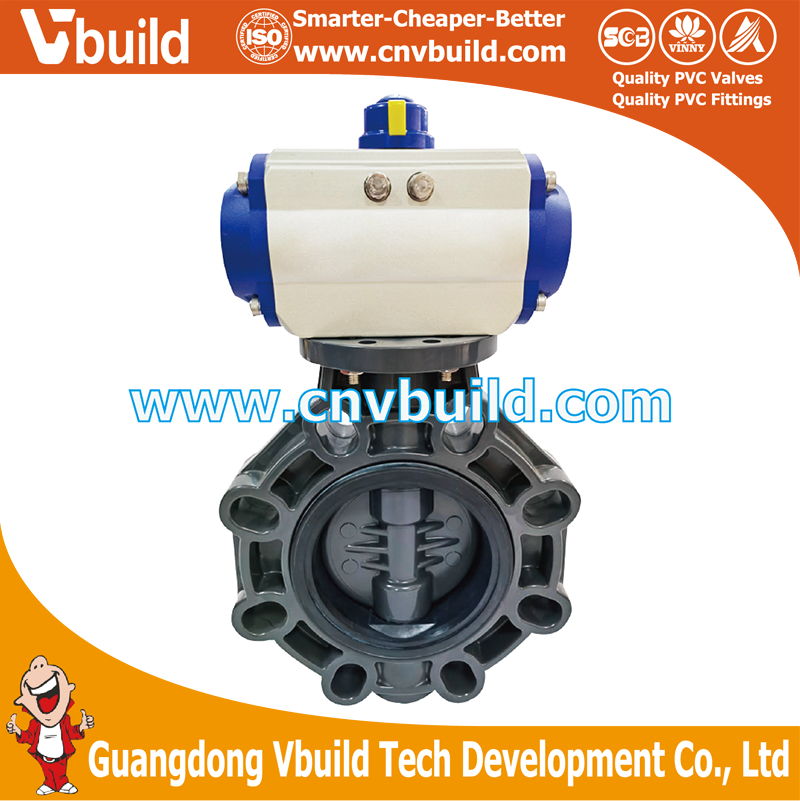 Plastic Electric Butterfly Valve PVC Wafer Non Actuator Industrial Butterfly Valve
