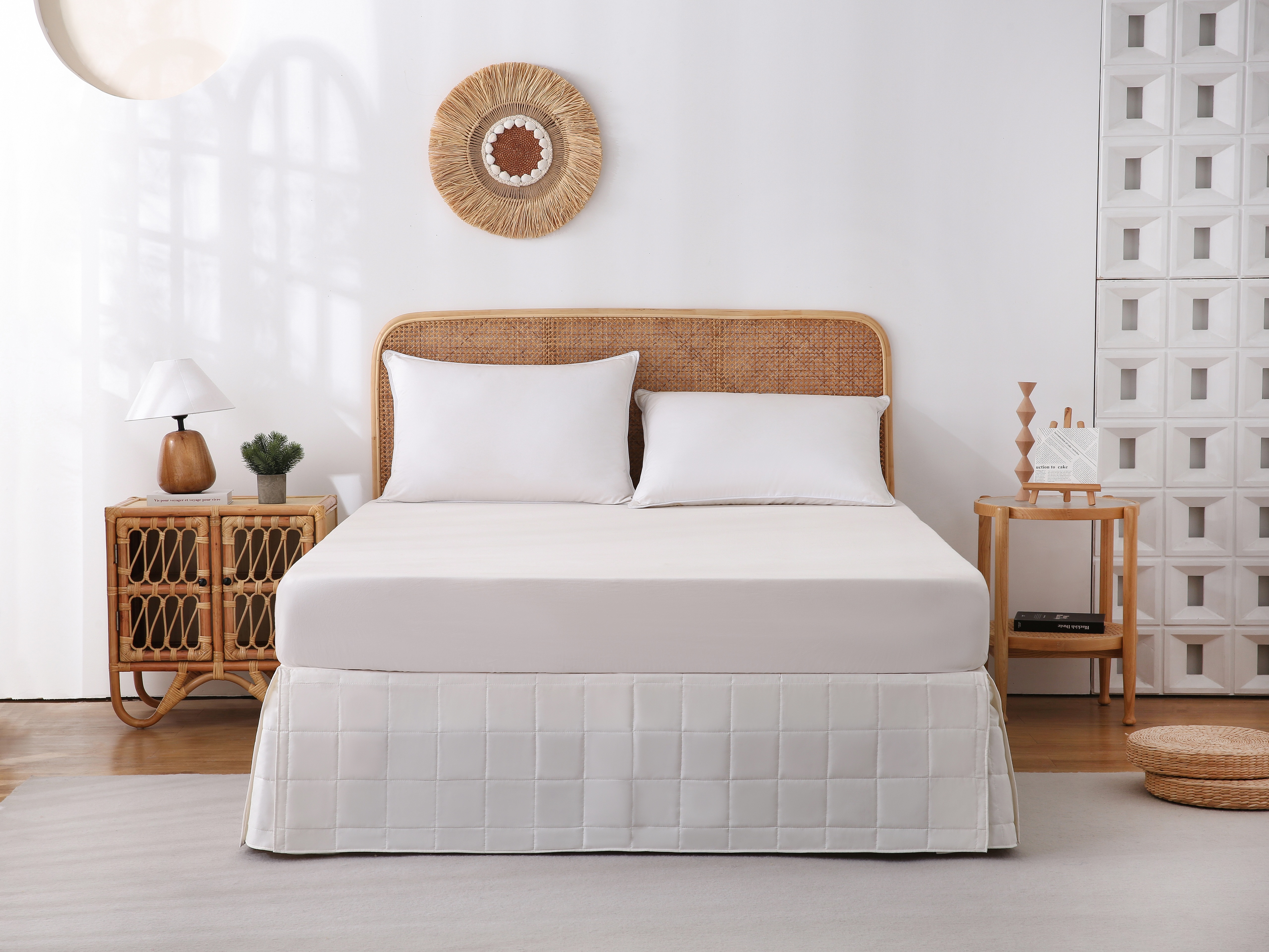 Bege Color Luxury Quilted Hotel Bed Skirt