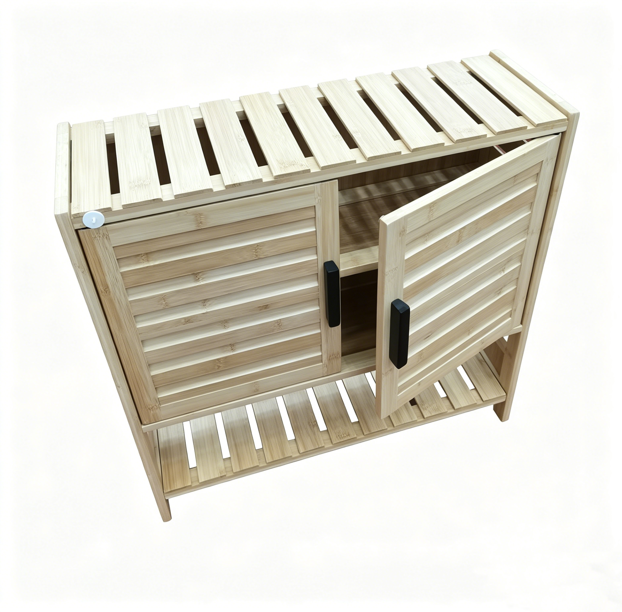 two-door bamboo storage cabinet