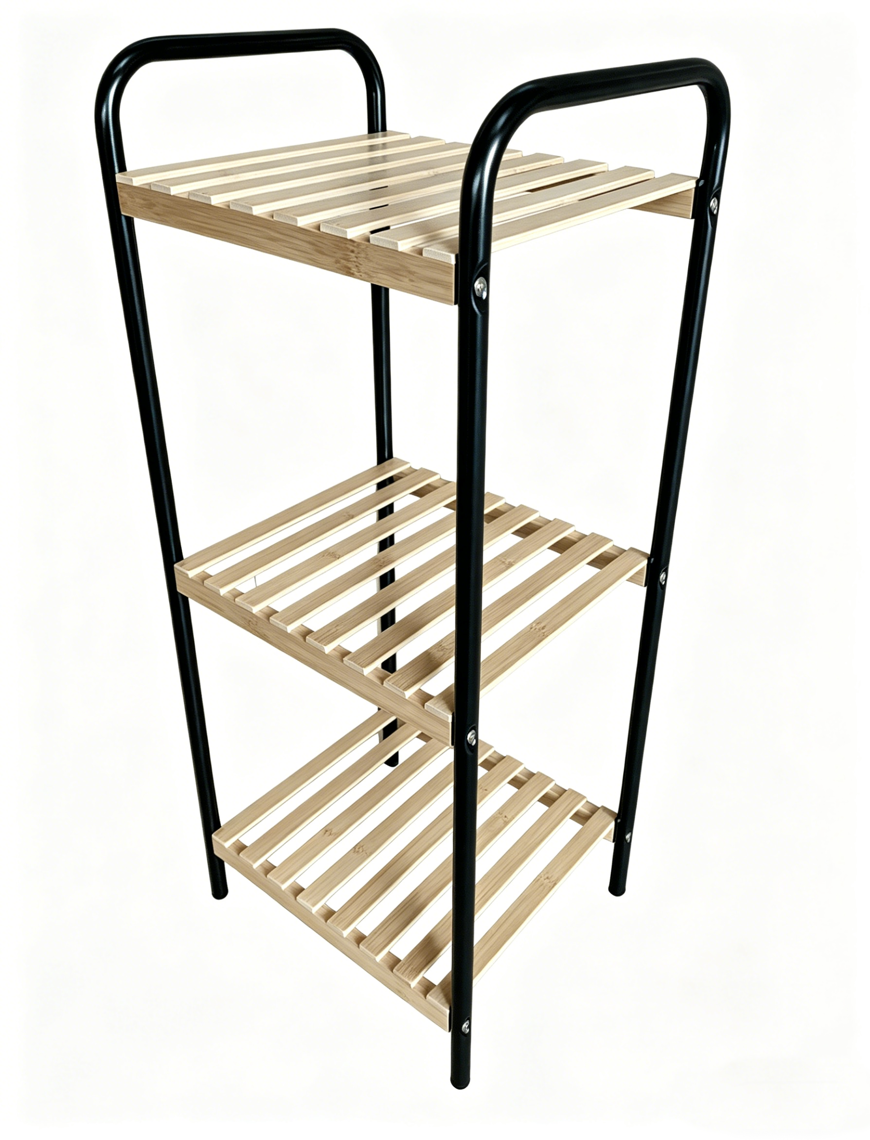 Bamboo Metal Storage Rack Shelf