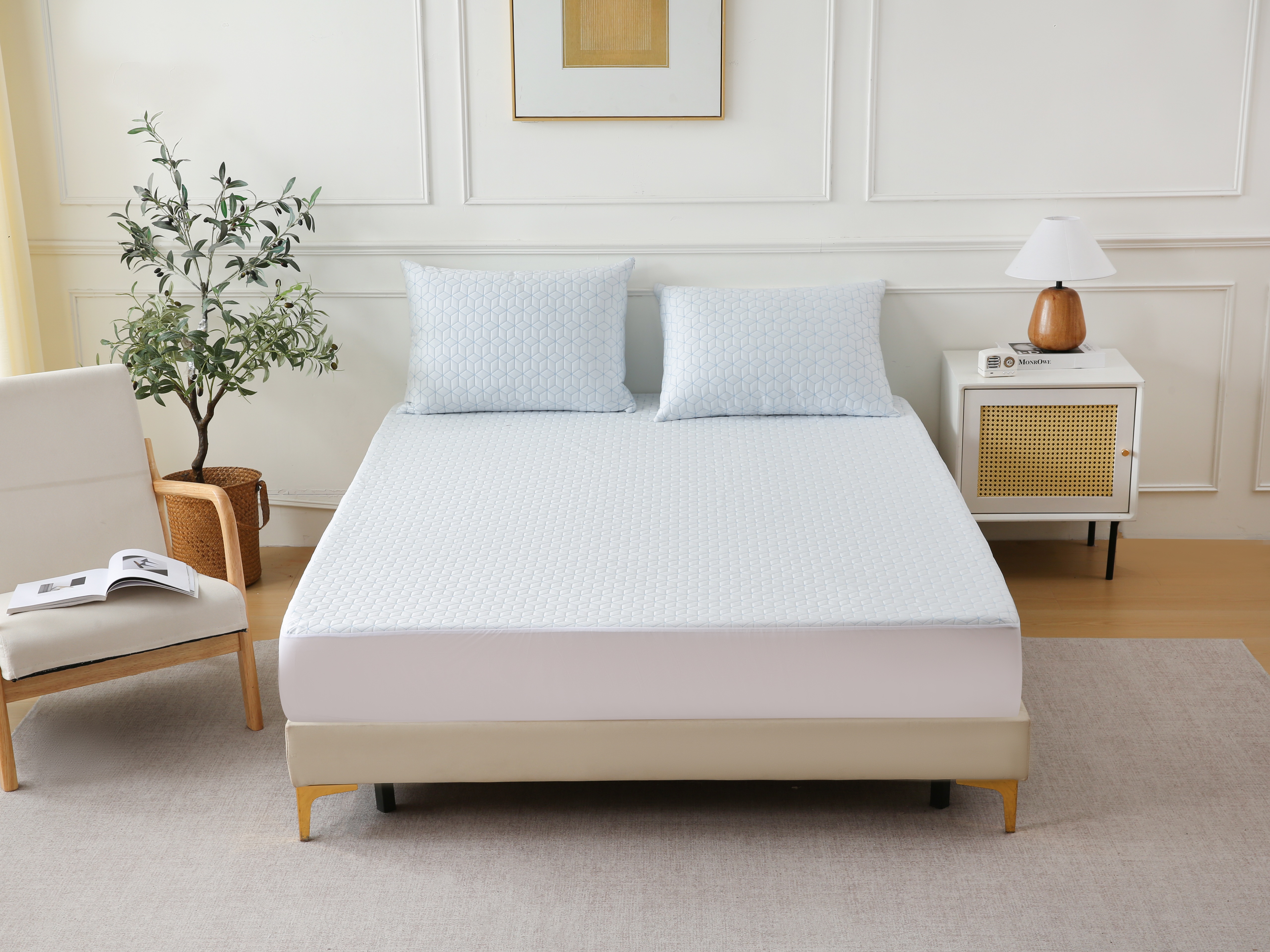 ZC25085 Middle PE Cooling Jacquard Waterproof Mattress Protector