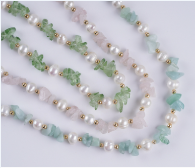 Natural Stone Beads Freshwater Pearl Necklace