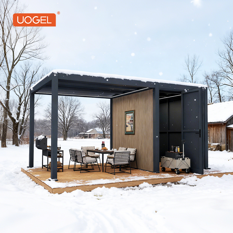 Romantic Motorized Aluminum Pergola with LED Lights Waterproof Design for Couple's Tender Moment