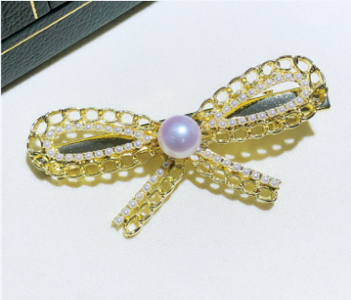 Copper Plated Gold Butterfly Freshwater Pearl Hair Pin