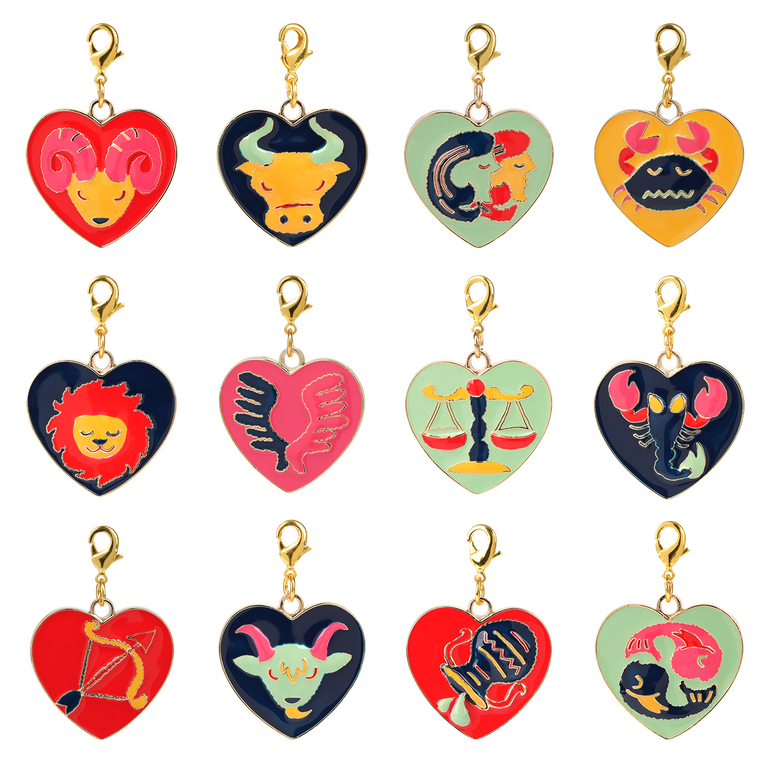 Wholesale Custom Zodiac Charms Heart-Shaped Jewelry Pendants