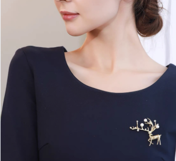 Moose Pin Alloy Accessory Freshwater Pearl Brooch Christmas Gift