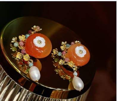 Peach Blossom Natural Pearl Brooch Women Accessories Tassel