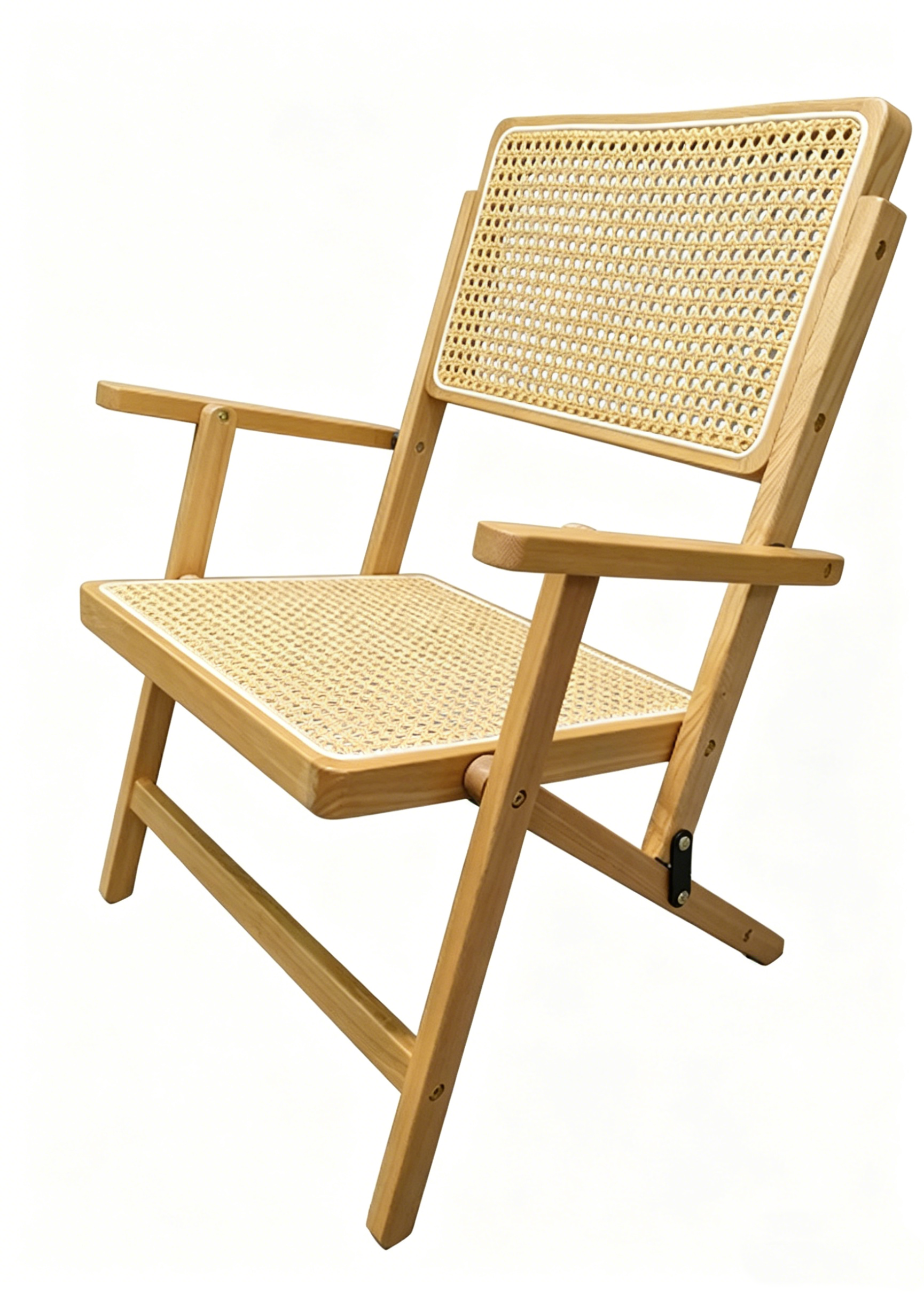 Ash Wood & Rattan Folding Armchair