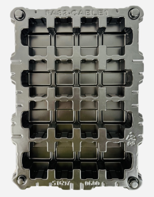 ESD tray with positioning column