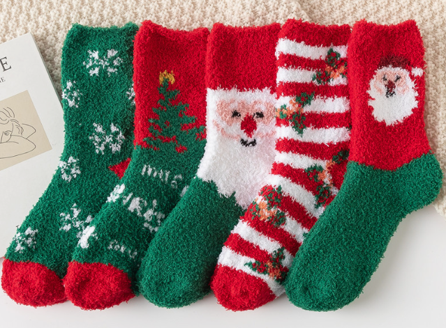 Women's Winter Thermal Socks, Knitted Home Socks