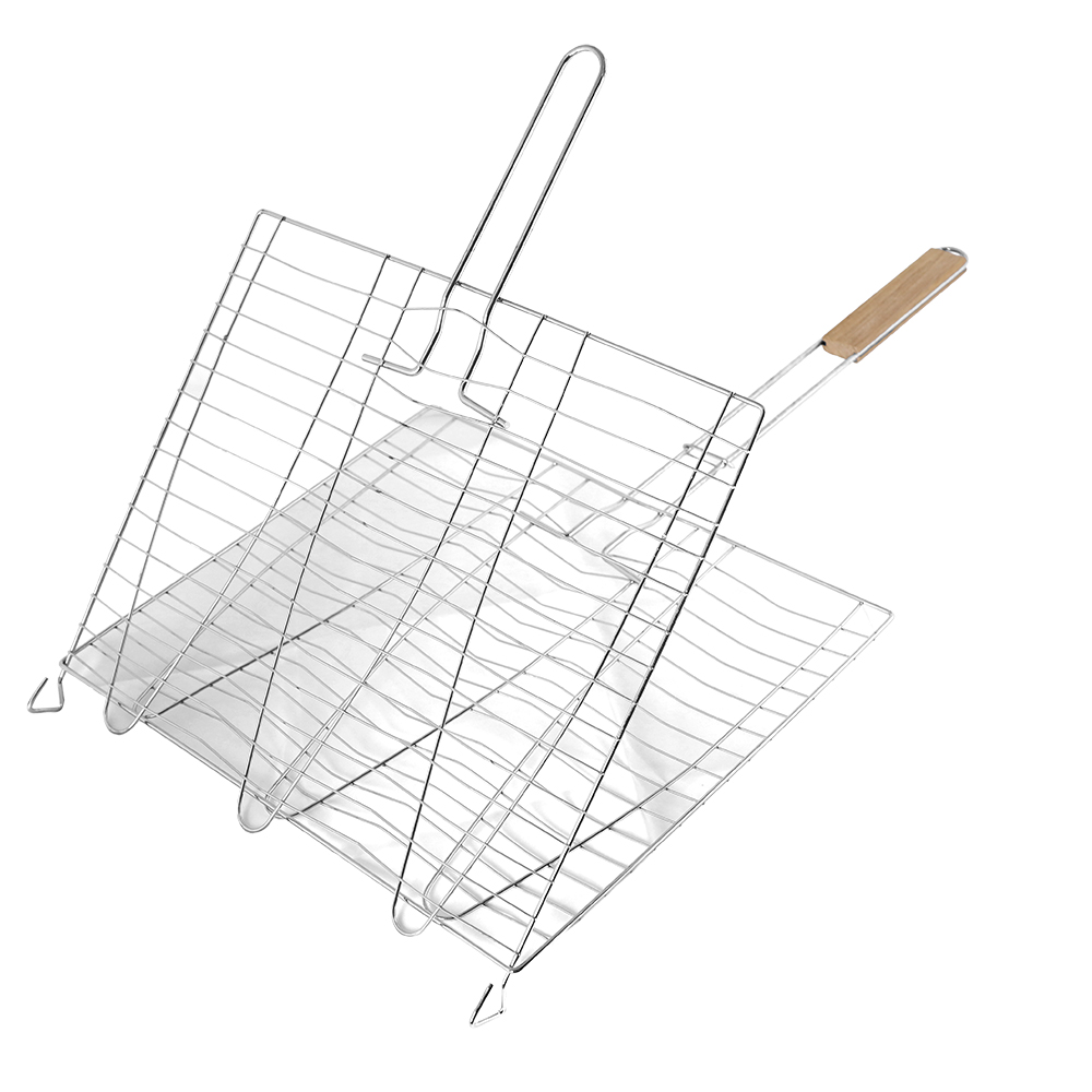 SEB Fish Grilling Basket Folding Portable Stainless Steel BBQ Grill Basket BBQ Accessories
