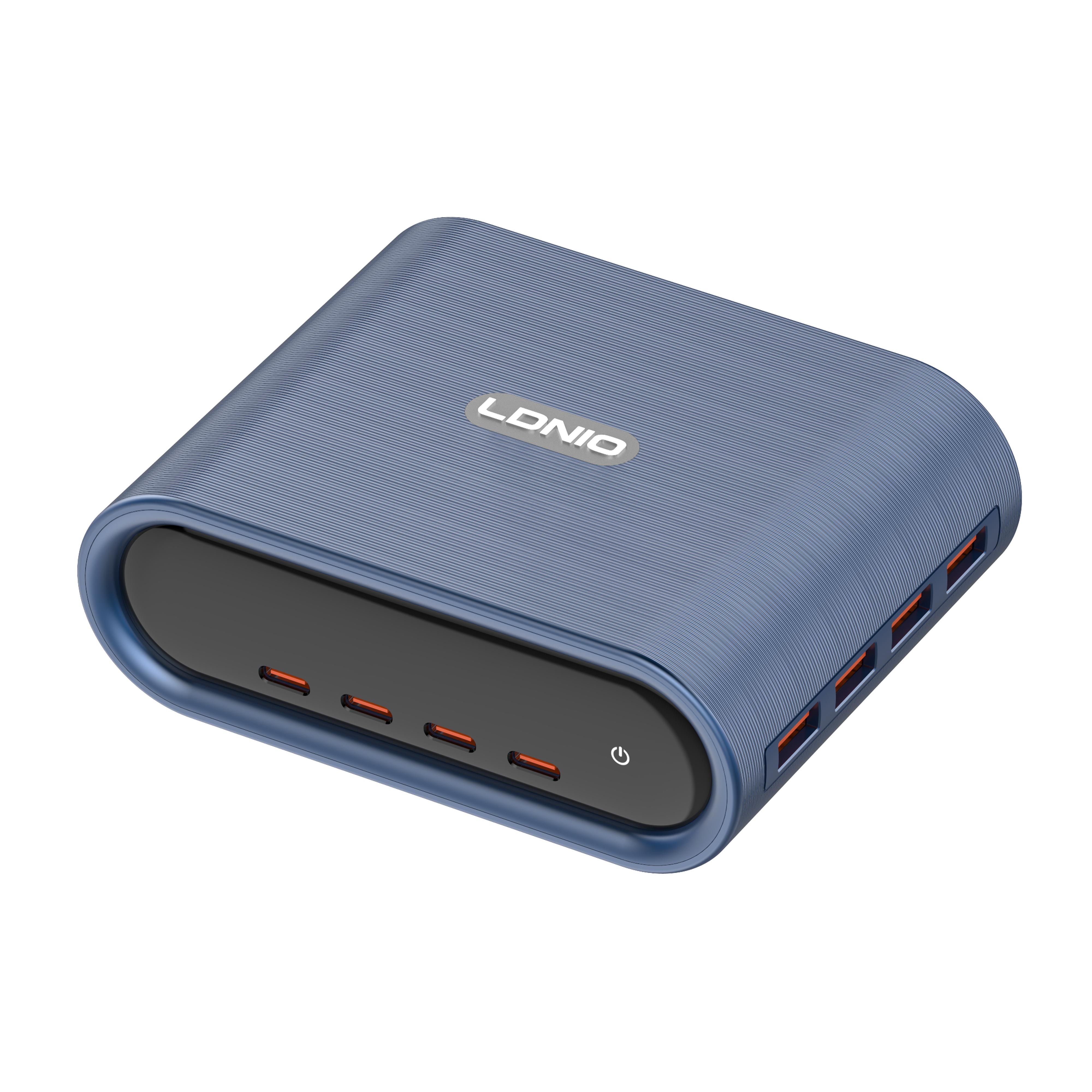 LDNIO Q17 OEM/ODM 100W GaN Charger 8 Ports Desktop Power Adapter Wide Voltage Multi-Device Charger