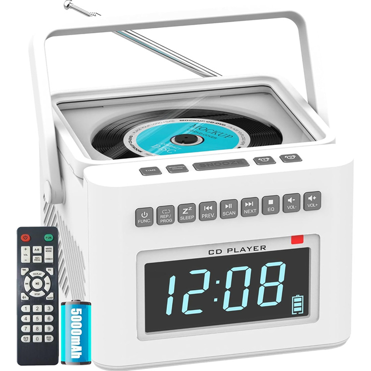 Portable Square Transparent Tape Recording with Stereo Sound digital Box speaker CD Turntable Player