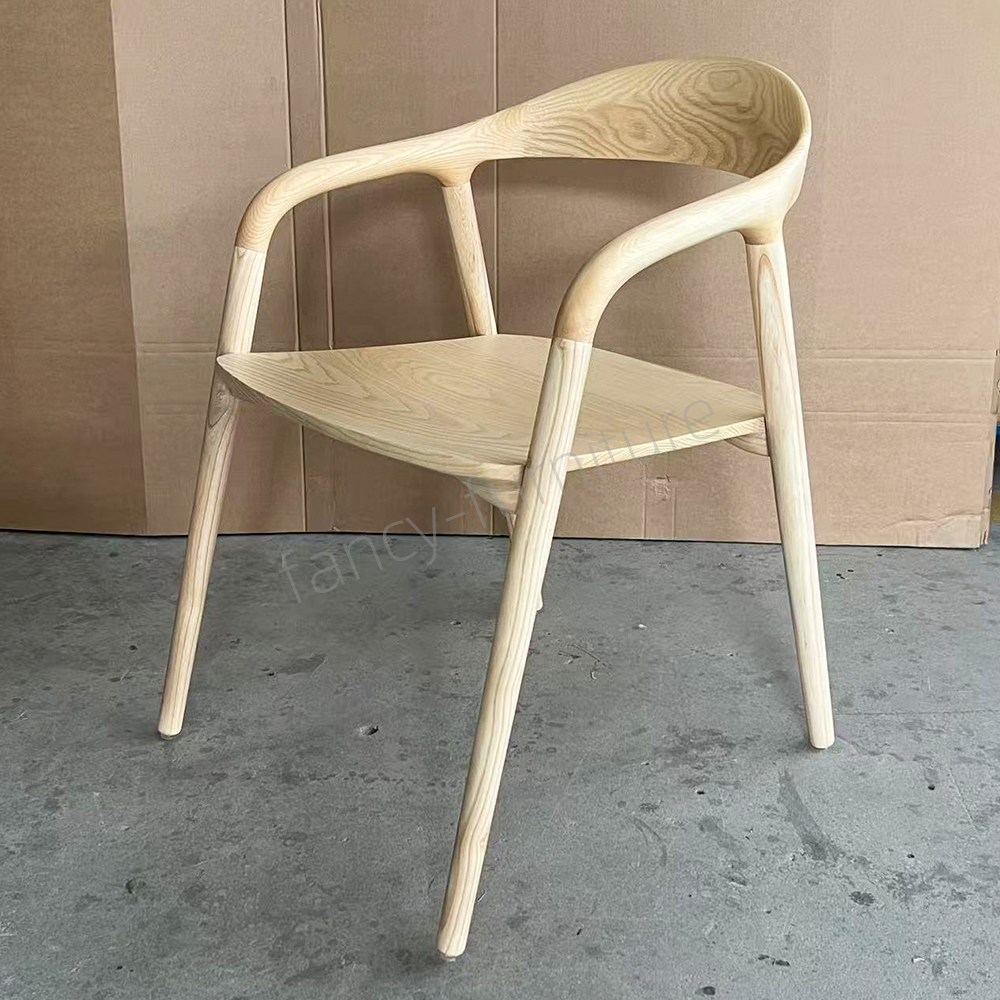 Home Modern New Product France Danish-Style Raw Wood Color Wooden Chair Dining Table Chair