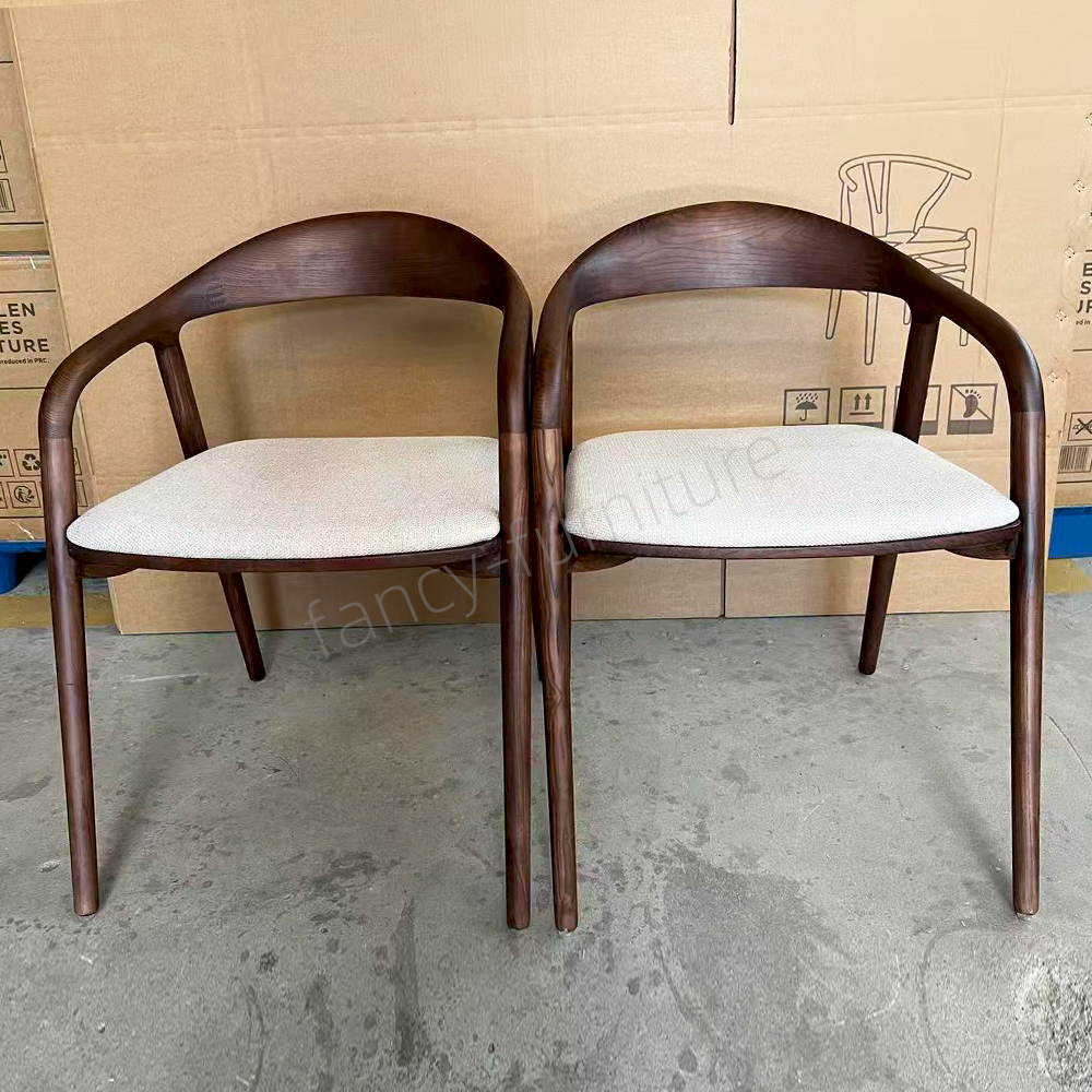 Modern Nordic High-End Dining Chairs with Solid Wood Backrest Leather Upholstered Elegant Design